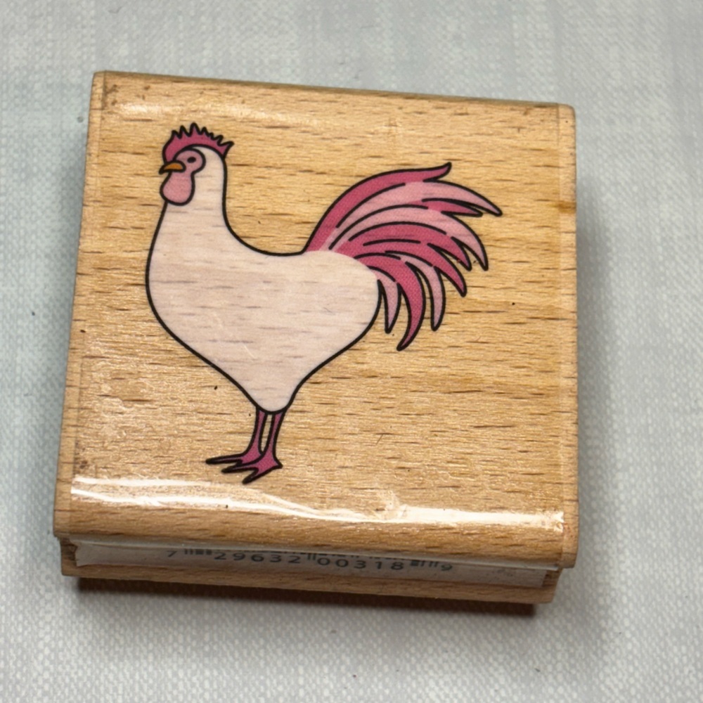 Wooden Rooster rubber stamp